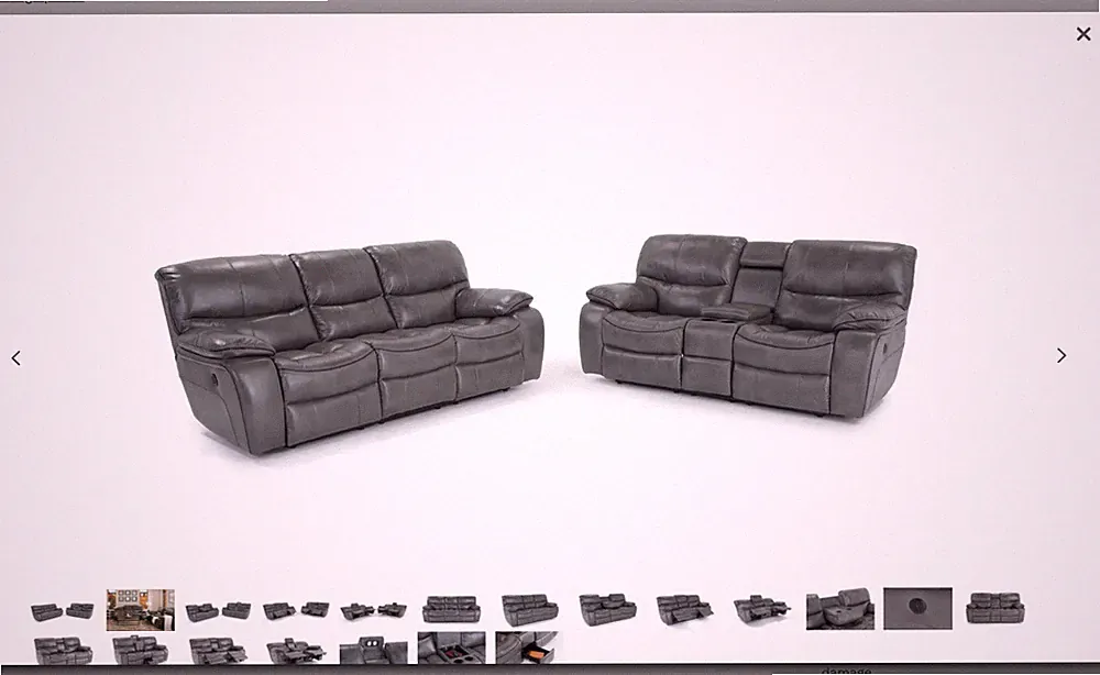 Avenger Gray 89'' Power Reclining Sofa & 78'' Reclining Console Loveseat with US
