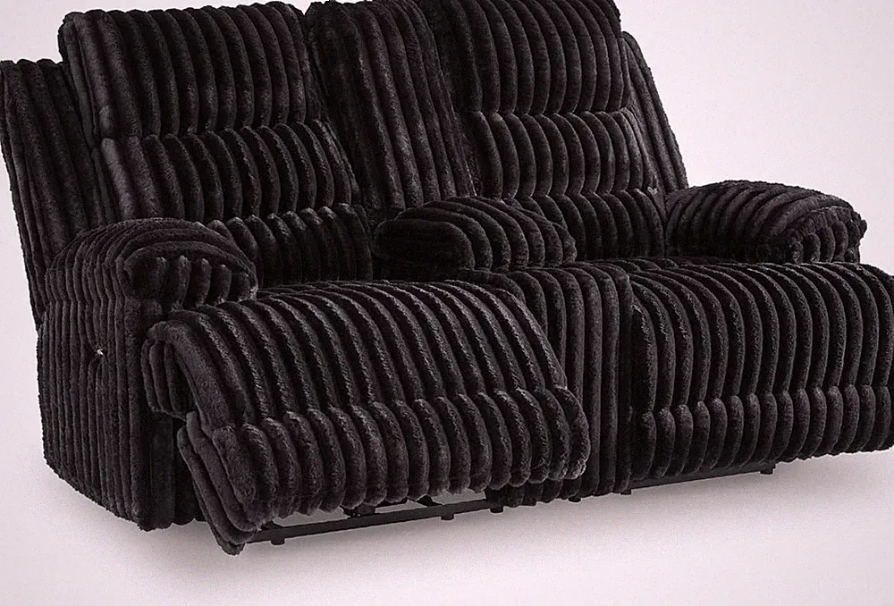 Contemporary Reclining Loveseat with Console, USB, Storage & Cup Holders - Black