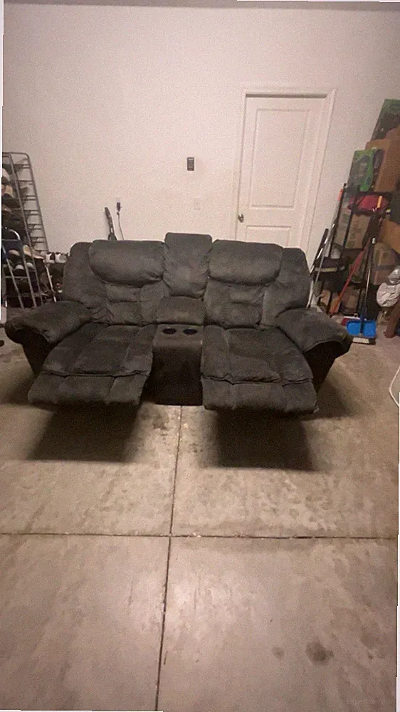 Dark Gray Reclining Loveseat Sofa with Cup Holders, Contemporary,Electric