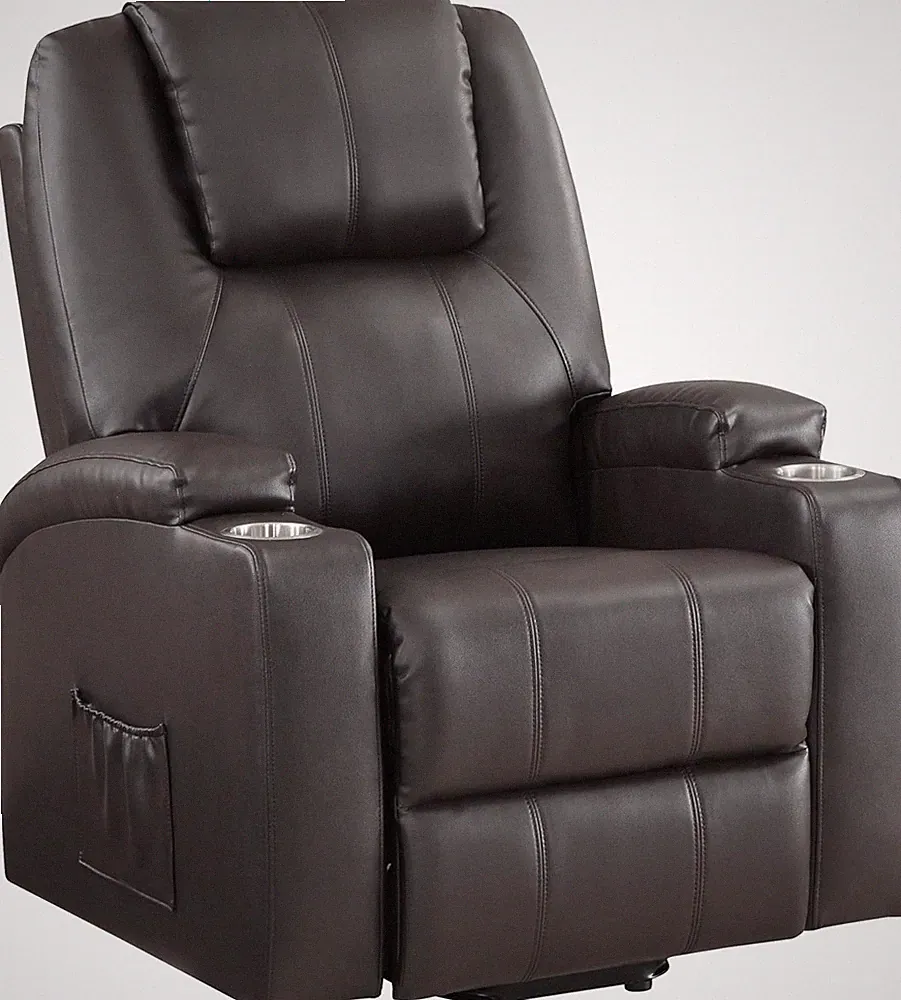 Evander Brown Leather Power Lift Recliner for Ultimate Comfort