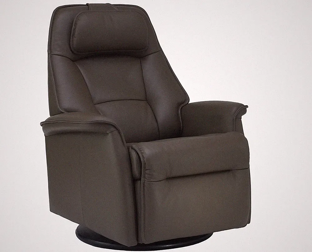 Small Fjords Stockholm Swing Relaxer Power Recliner Chair AL Dark Brown Leather