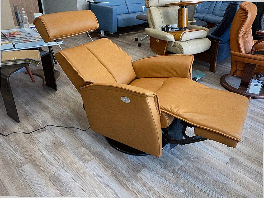 Fjords Venice Swing Relaxer Power Electric Recliner Chair Large Cigar Leather