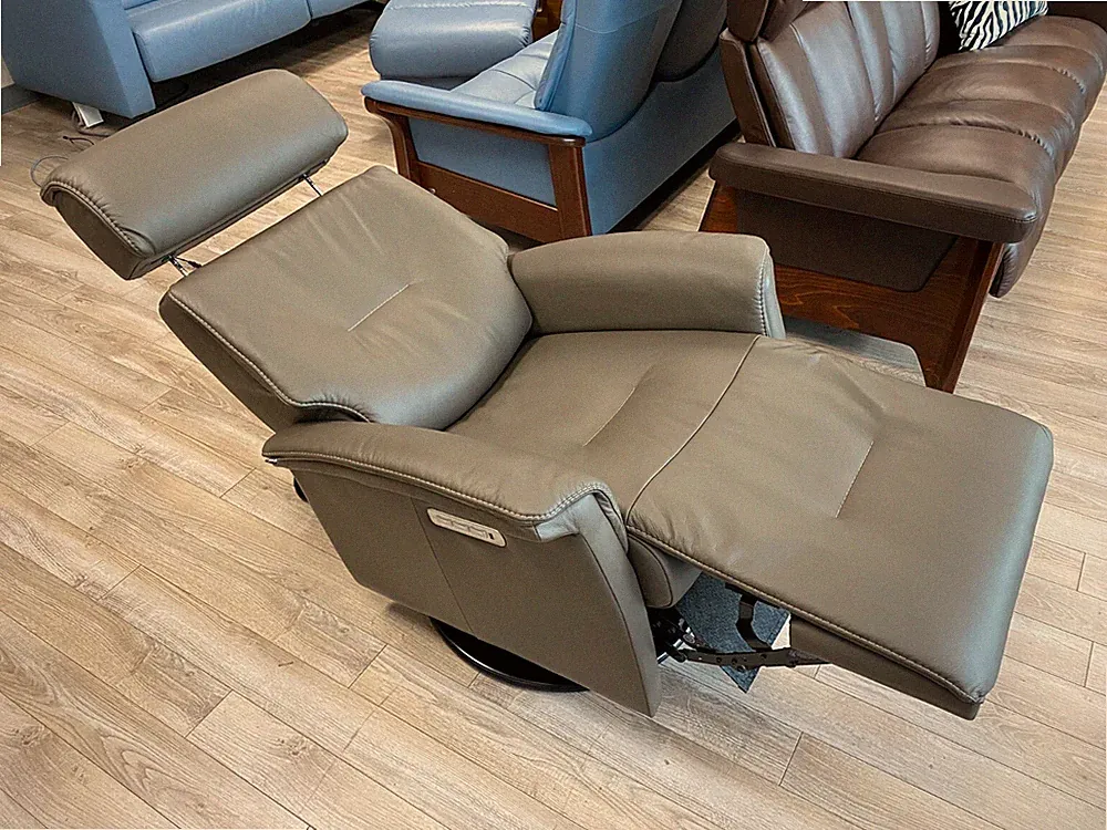 Fjords Venice Swing Relaxer Power Electric Recliner Chair Large Storm Leather