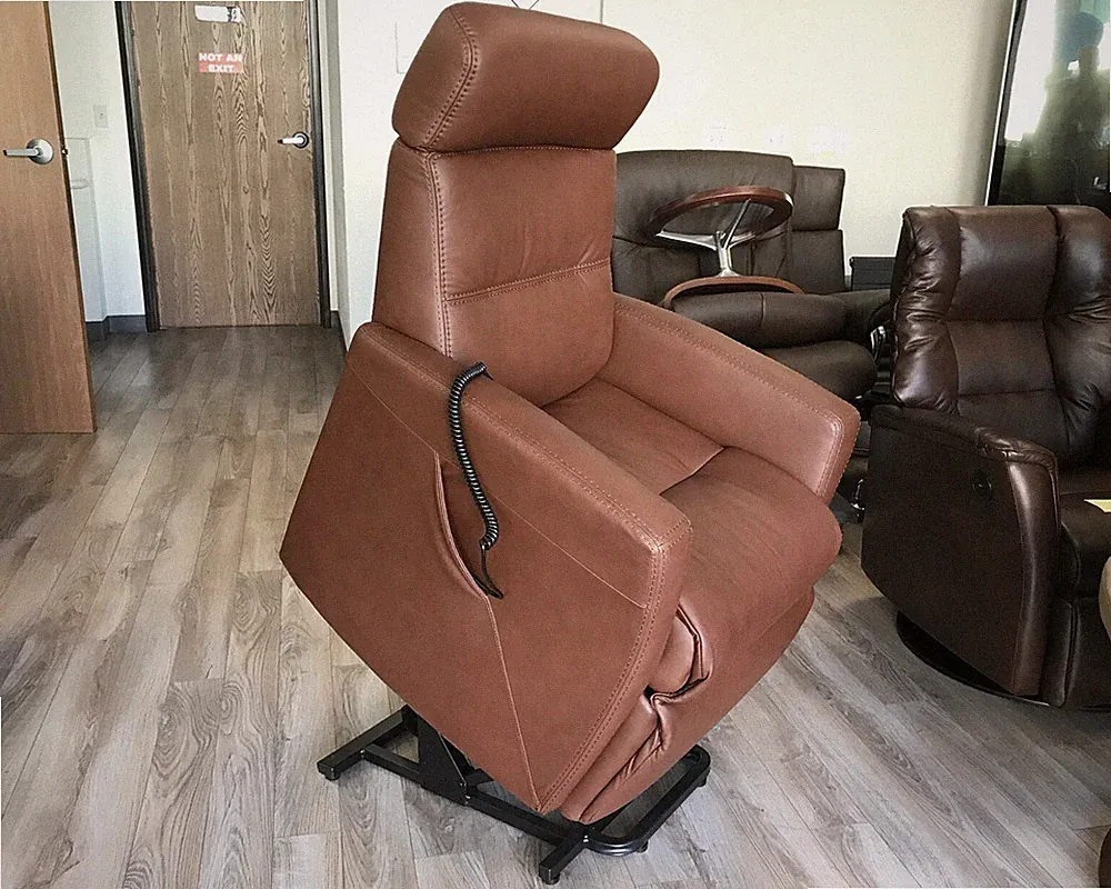 IMG Divani MF325 Large Power Infinite Dual Lift Chair Recliner Cognac Leather