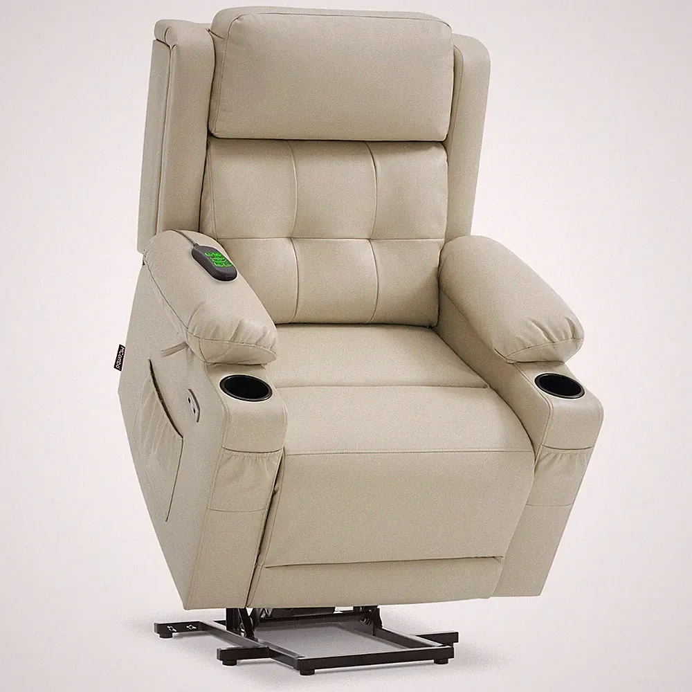 MCombo Lay Flat Dual Motor Power Lift Recliner Chair Sofa, Faux Leather 7661