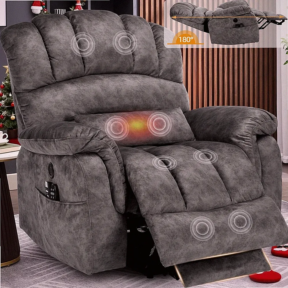 Oversized Lay Flat Dual Motor Power Lift Recliner Chair with Massage and Heat
