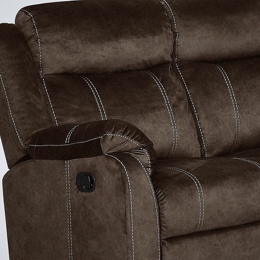 Pemberly Row Fabric Brown Reclining Loveseat w/ Console Drawer
